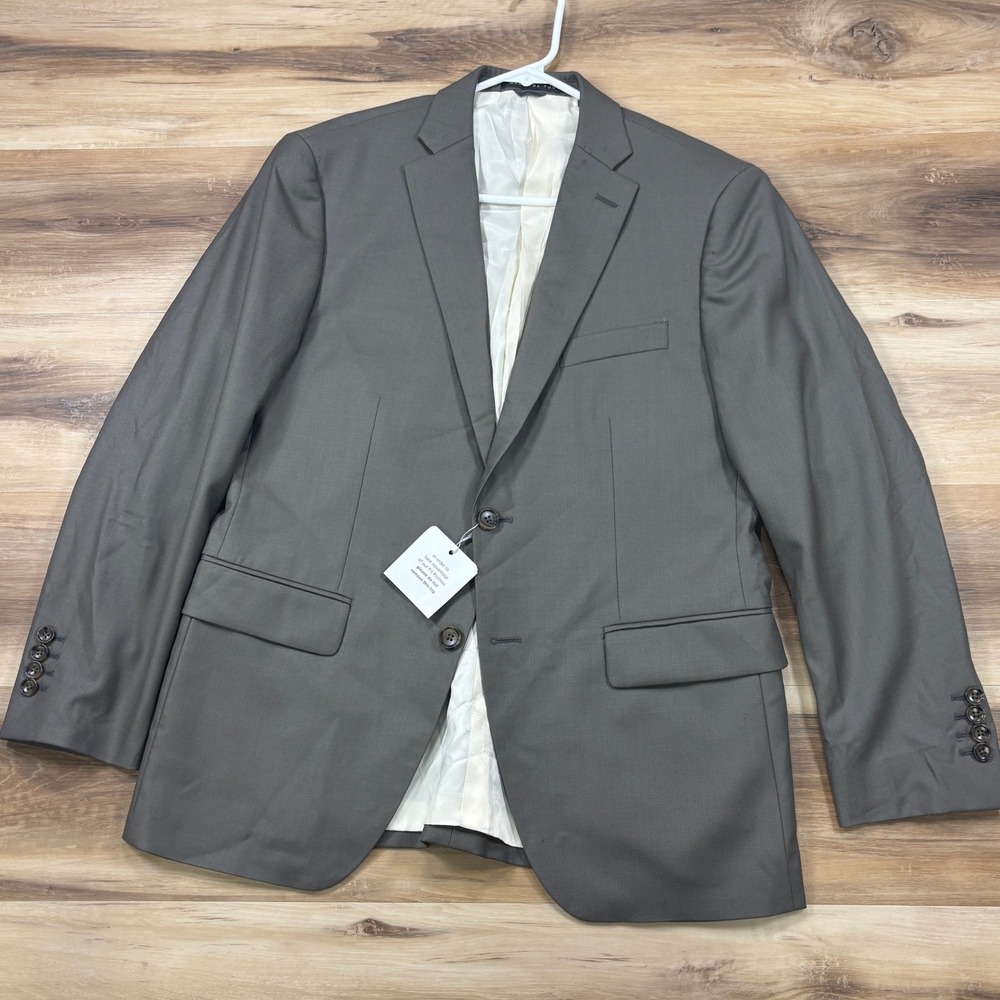Indochino Suit Jacket Mens 40 Wool Minimalist Tailored Blazer Taupe Grey Brown